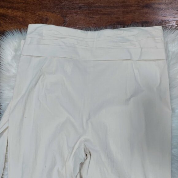 Zara Womens XL High Waisted Tapered Leg Capri Trousers Pants Cream Off White - Picture 10 of 16